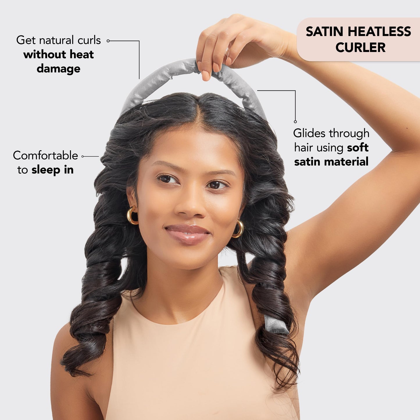 Satin Heatless Hair Curler Set - Heatless Curls Overnight, Hair Rollers for Soft Curls & Frizz-Free Styling, No Heat Curlers to Sleep in, Curling Rod Headband