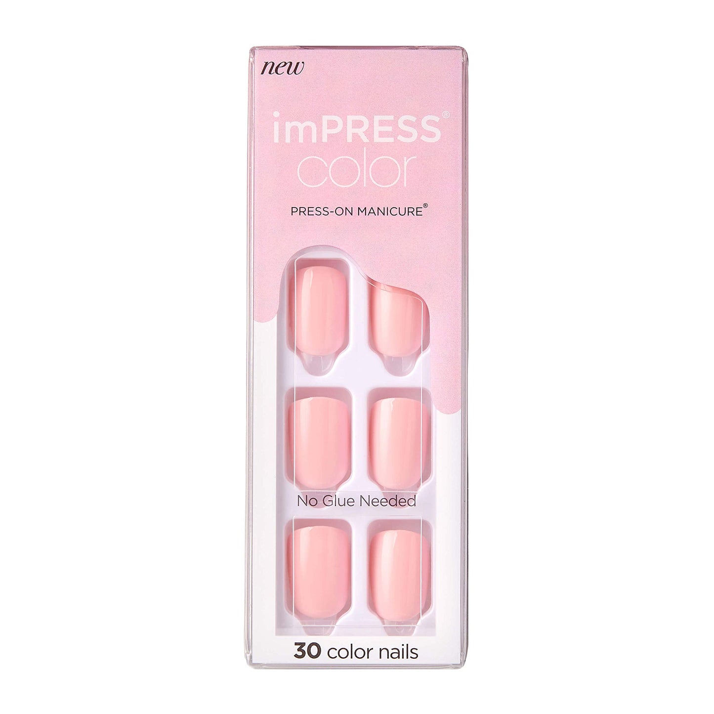 KISS imPRESS No Glue Mani Press On Nails, Short Size Squoval Shape, Includes 30 Nails