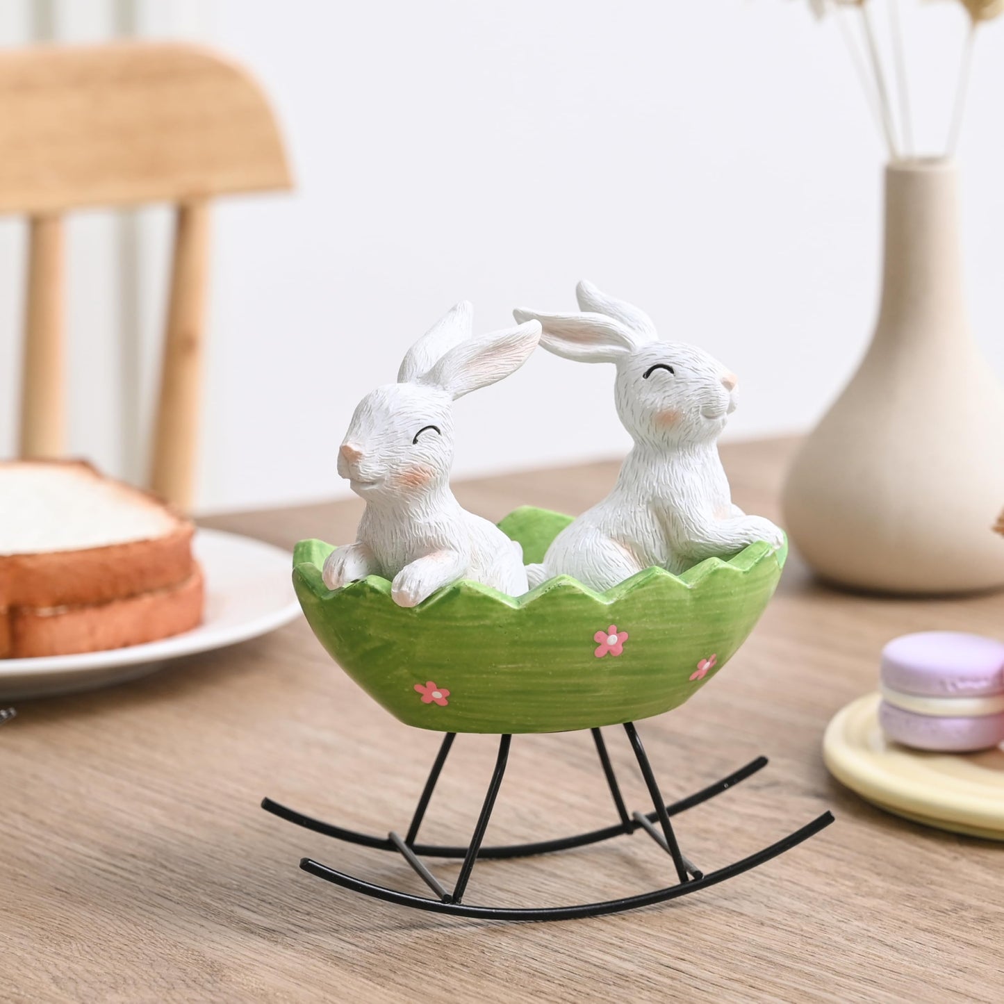 Small Easter Bunnies Decor, Cute Easter Figurine, for Spring Decorations