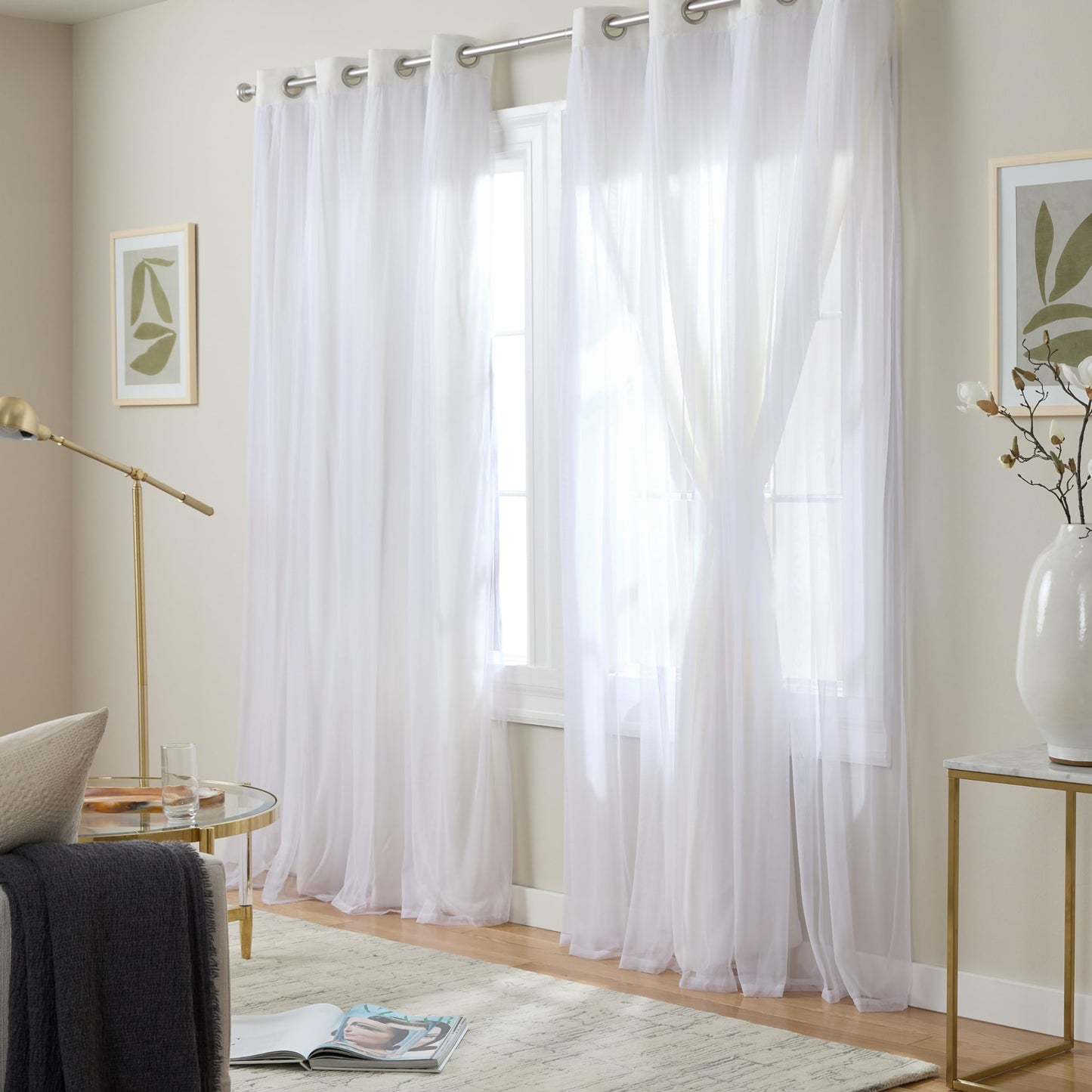 Exclusive Home Catarina Layered Solid Room Darkening Blackout and Sheer Grommet Curtain Panel