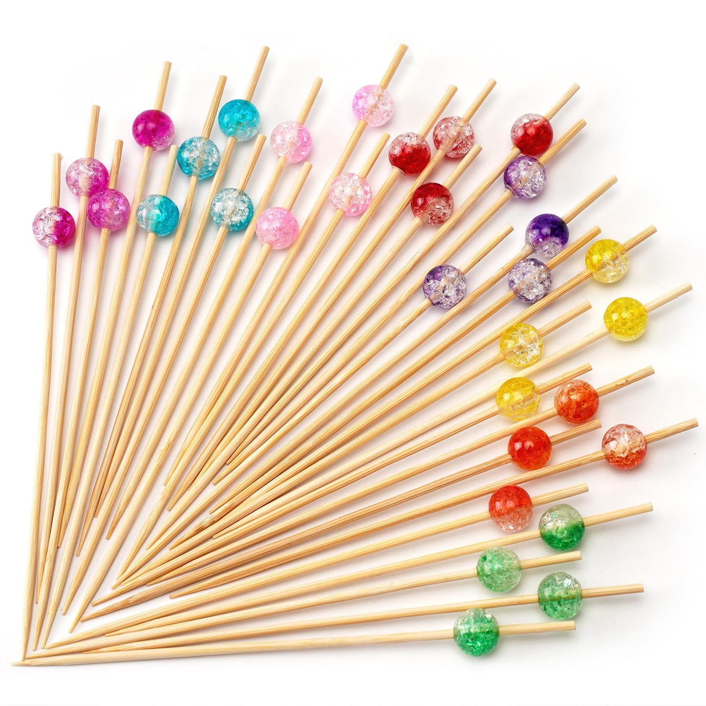 earl Cocktail Picks, 4.7 Inch Long Bamboo Fancy Toothpicks for Appetizers, Decorative Valentines Wedding Bridal Shower Party Food Drinks Fruit Skewer Sticks 100 Counts