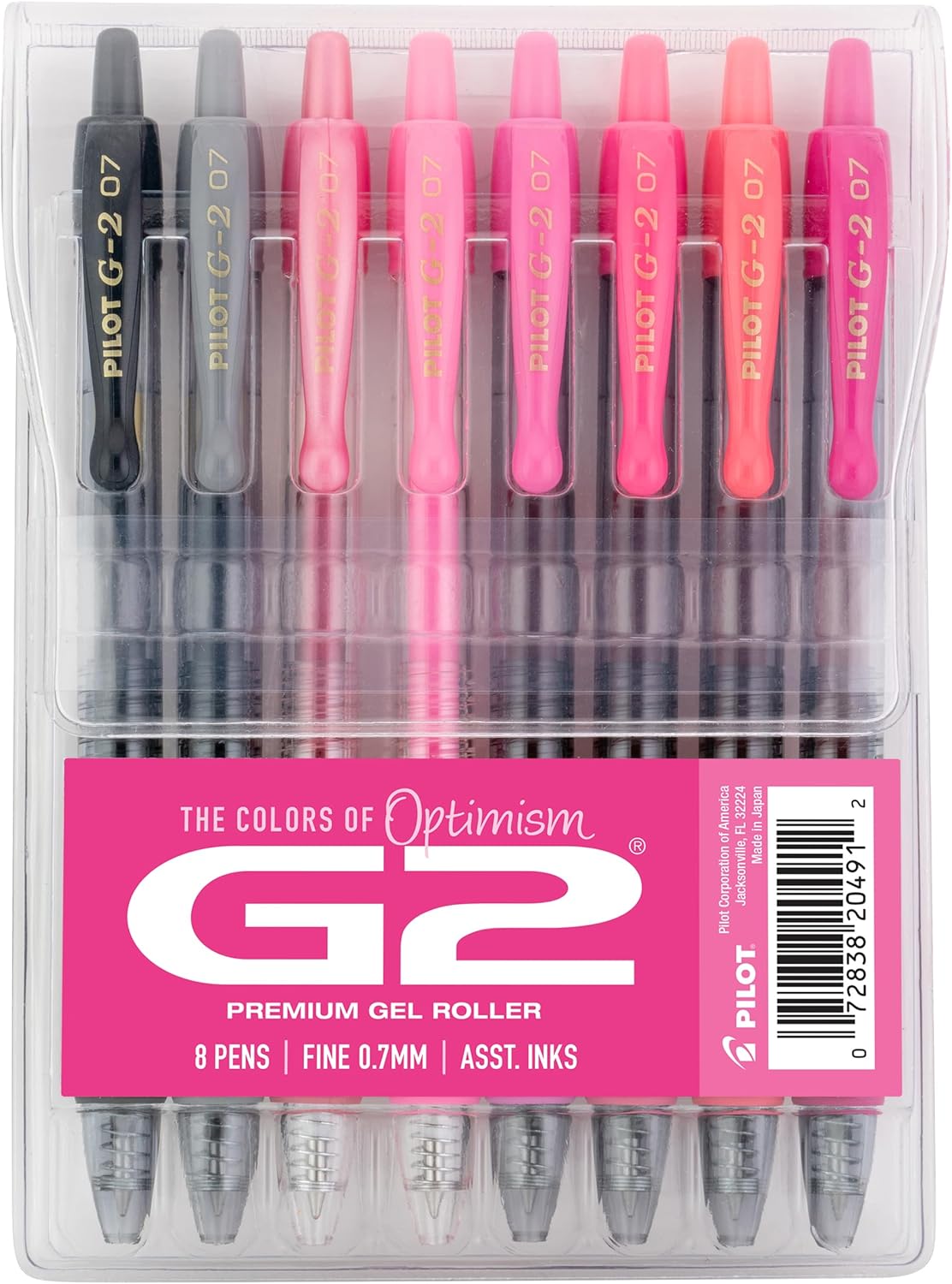 Pink Gel Roller Pens – Fine Point 0.7mm, Assorted Pink Pack (8-Count