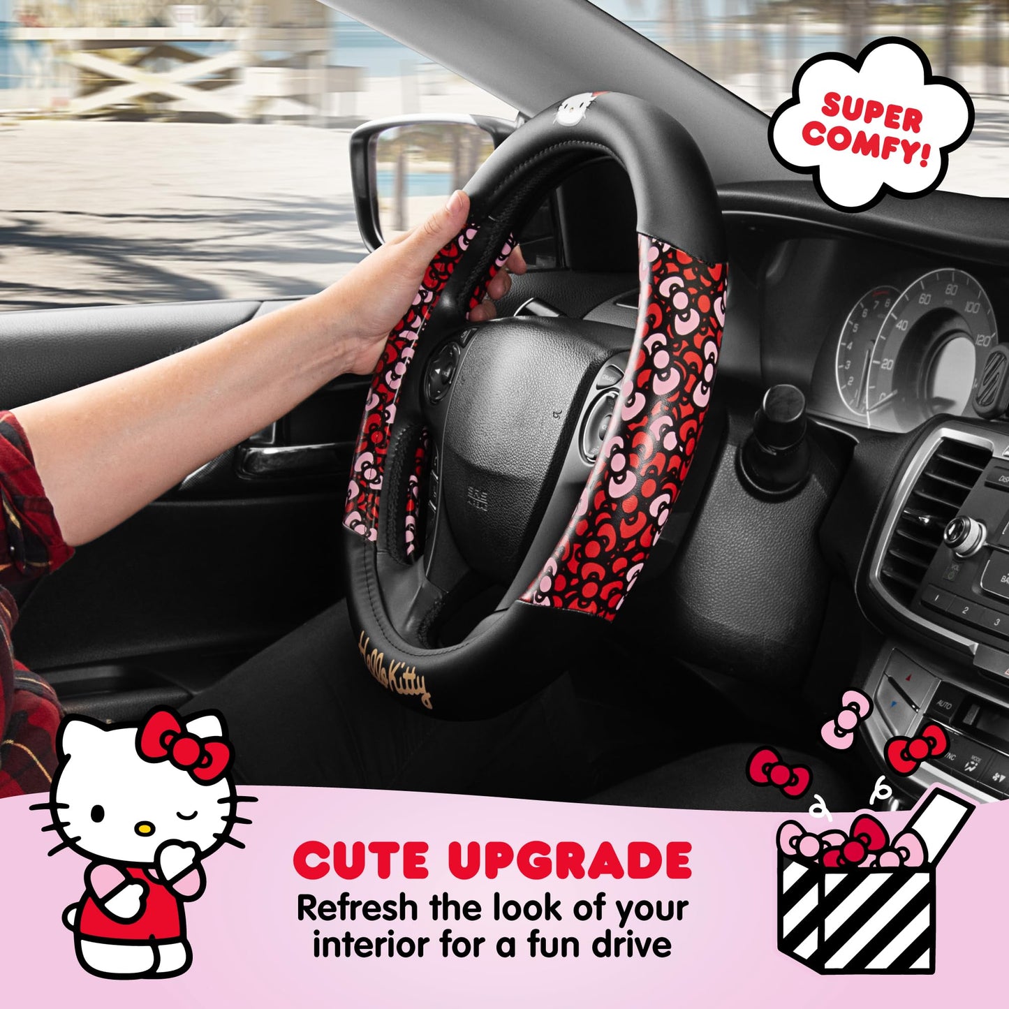 Hello Kitty Steering Wheel Cover, Universal Size 14.5-15