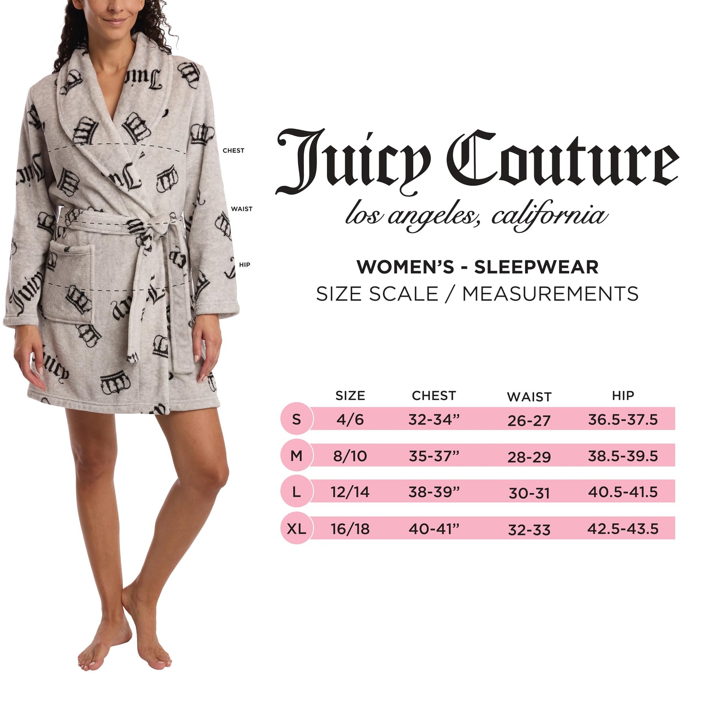 Juicy Couture Women's Super Soft Luxe Plush Shawl Collar Robe