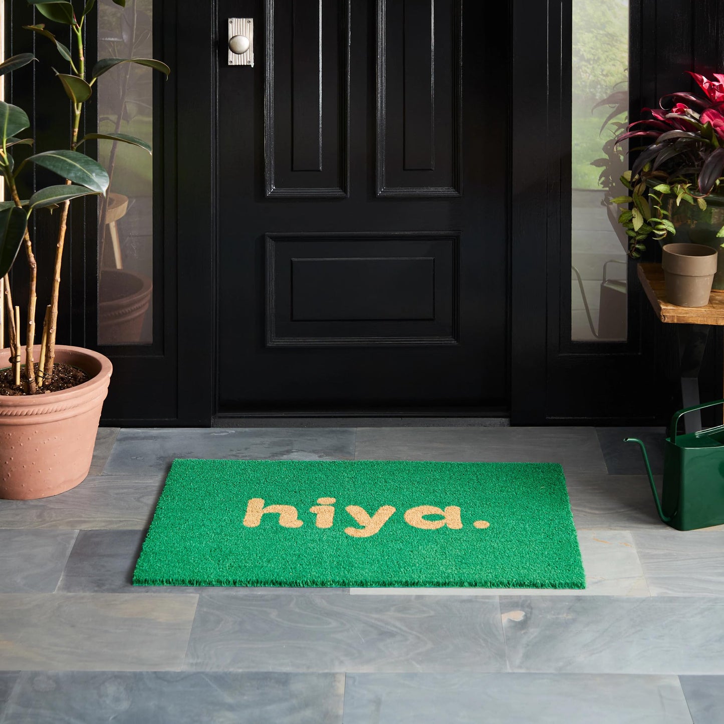 Hiya Painted Welcome Door Mat - Heavyweight Non-Slip Mat, 24"x36"