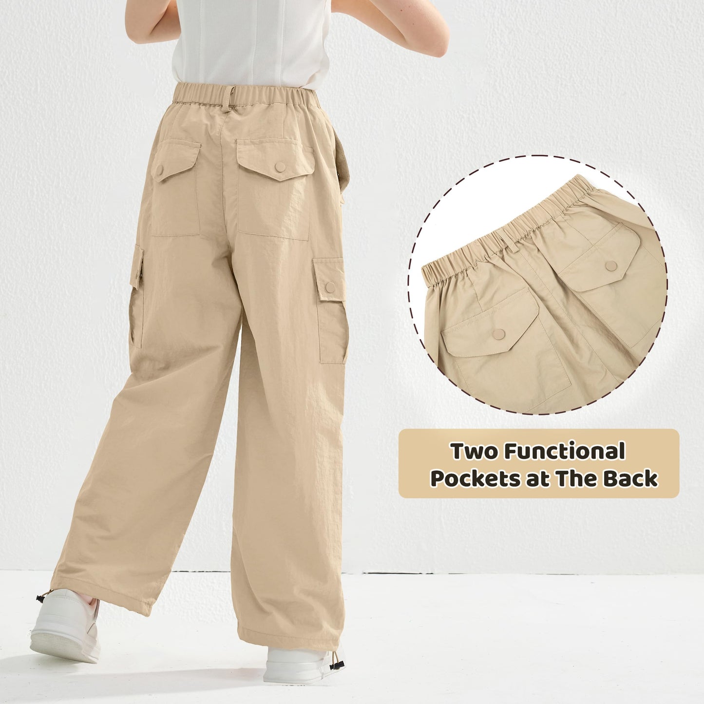 Girls Y2K Parachute Pants for Cargo Trousers with Pockets Harajuku Jogger Pants