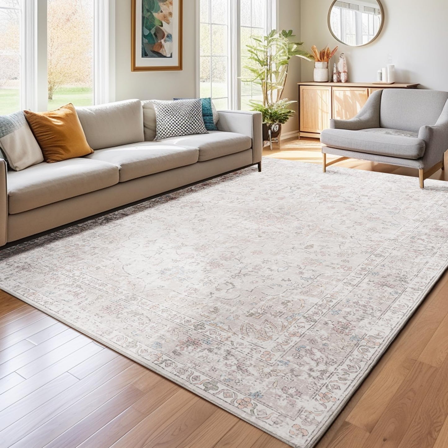 Non Slip Machine Washable Large Living Room Rug