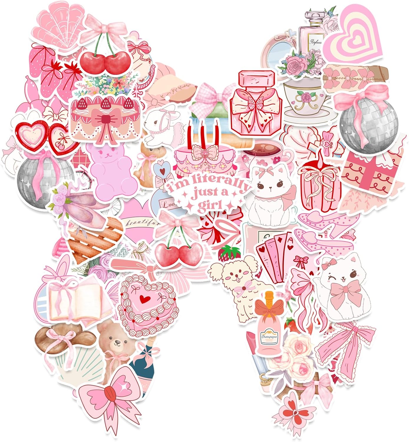 Coquette Stickers, 100 Styles Pink Asthetic Coquette Stickers