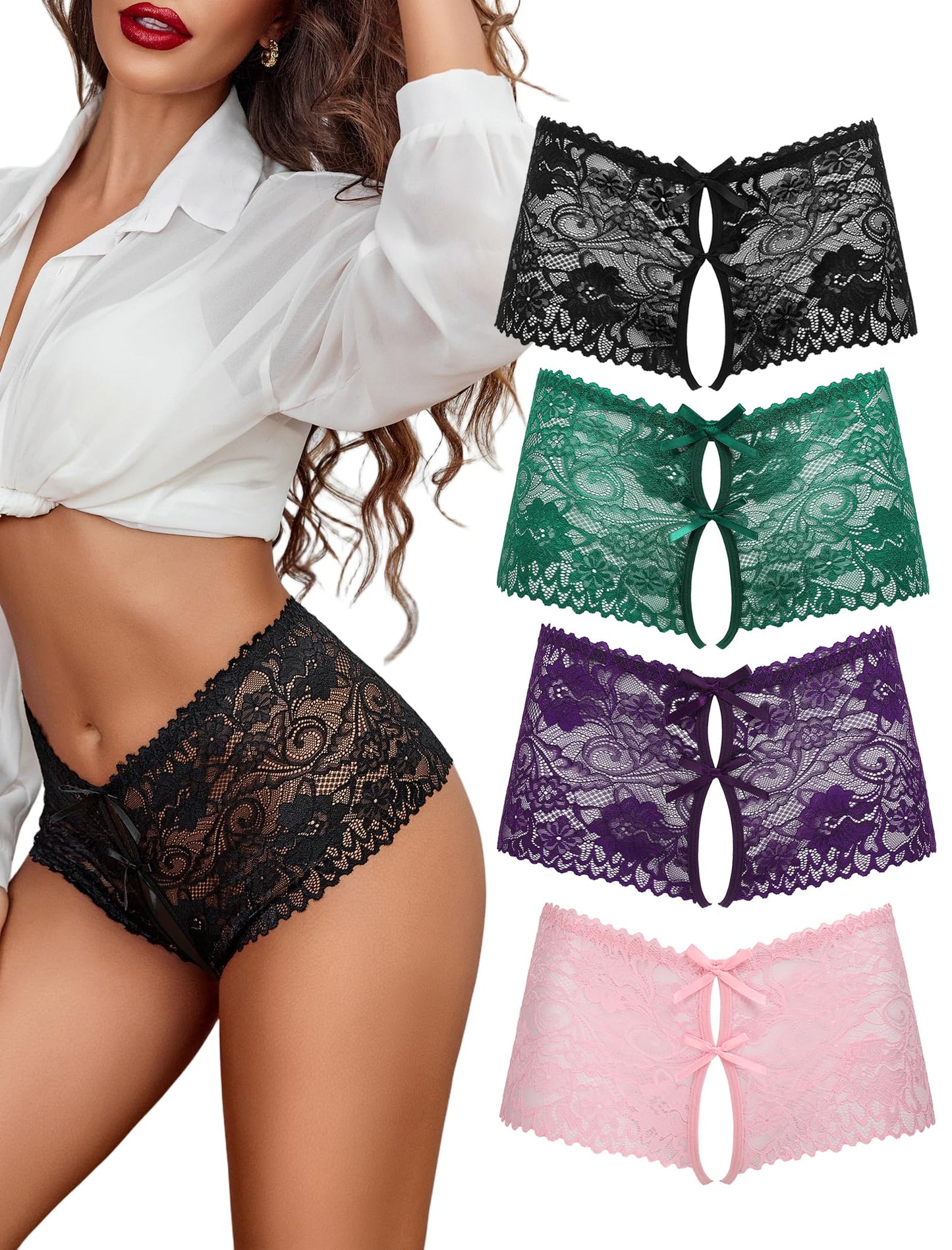 Women Sexy High Waist Cheeky Lace Panties