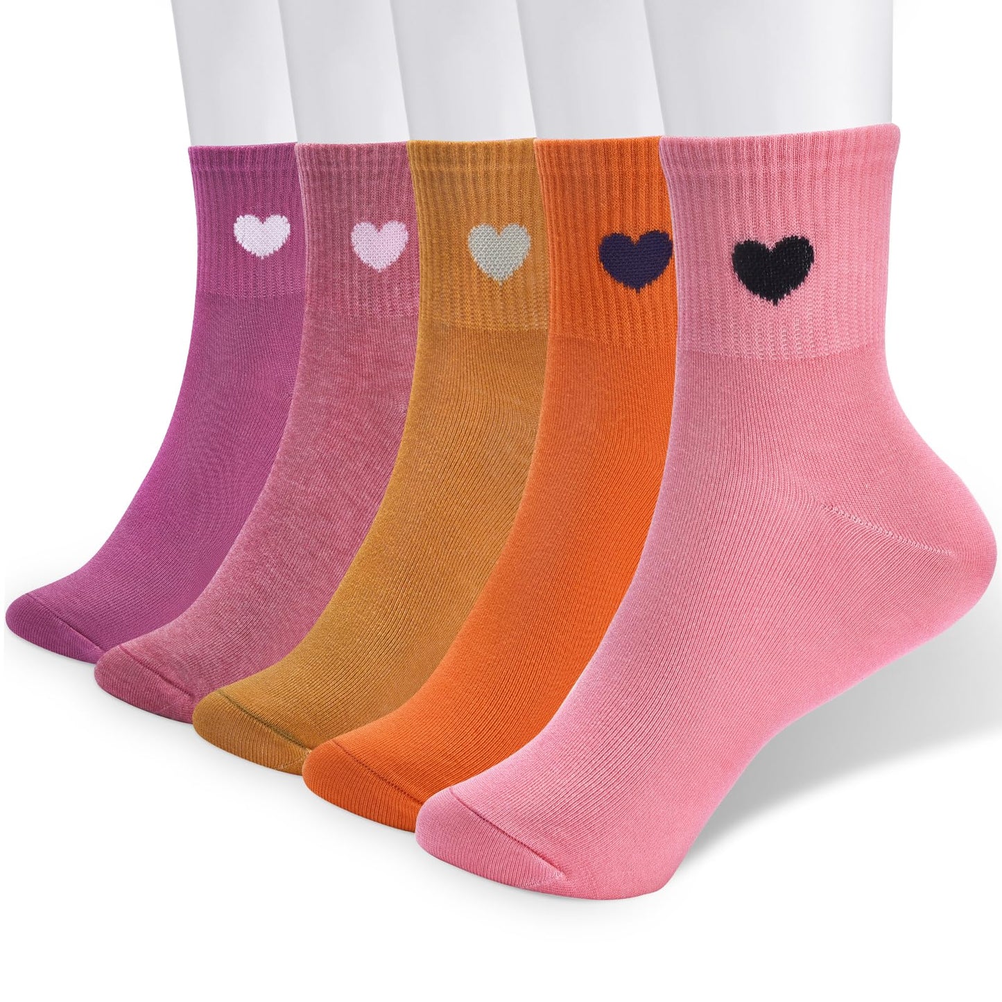 Women's Crew Socks Ankle High Cotton Fun Cute Athletic Running Socks(5-Pairs With Present Box)