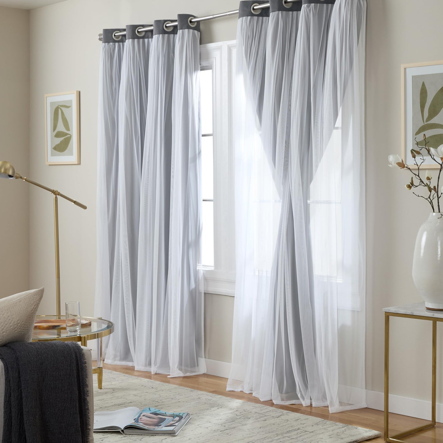 Exclusive Home Catarina Layered Solid Room Darkening Blackout and Sheer Grommet Curtain Panel