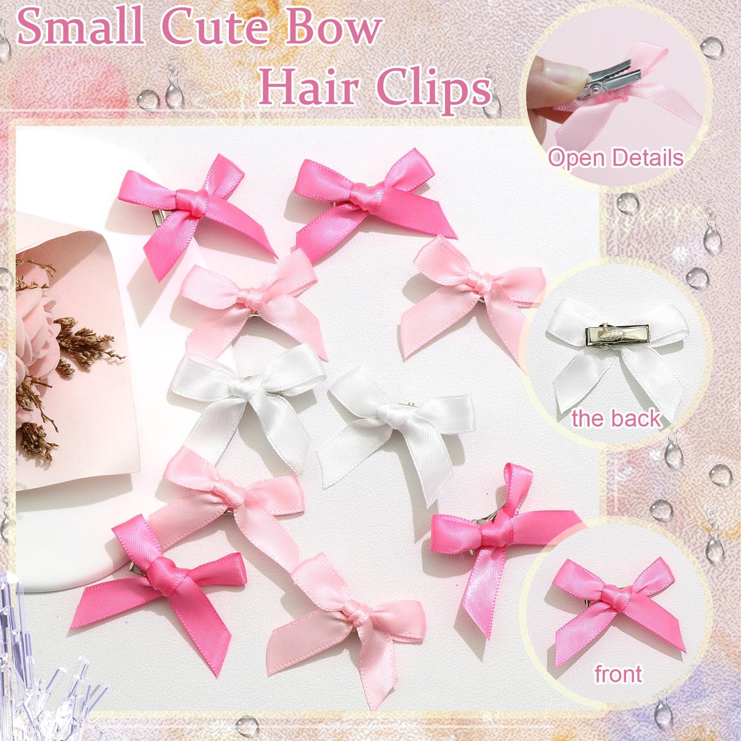 Mini 20PCS Bowknot Ribbon Barrettes - Cute Claw Clips Hair Accessories