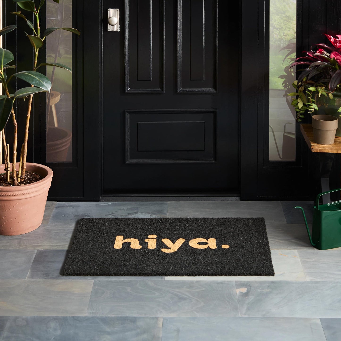 Hiya Painted Welcome Door Mat - Heavyweight Non-Slip Mat, 24"x36"