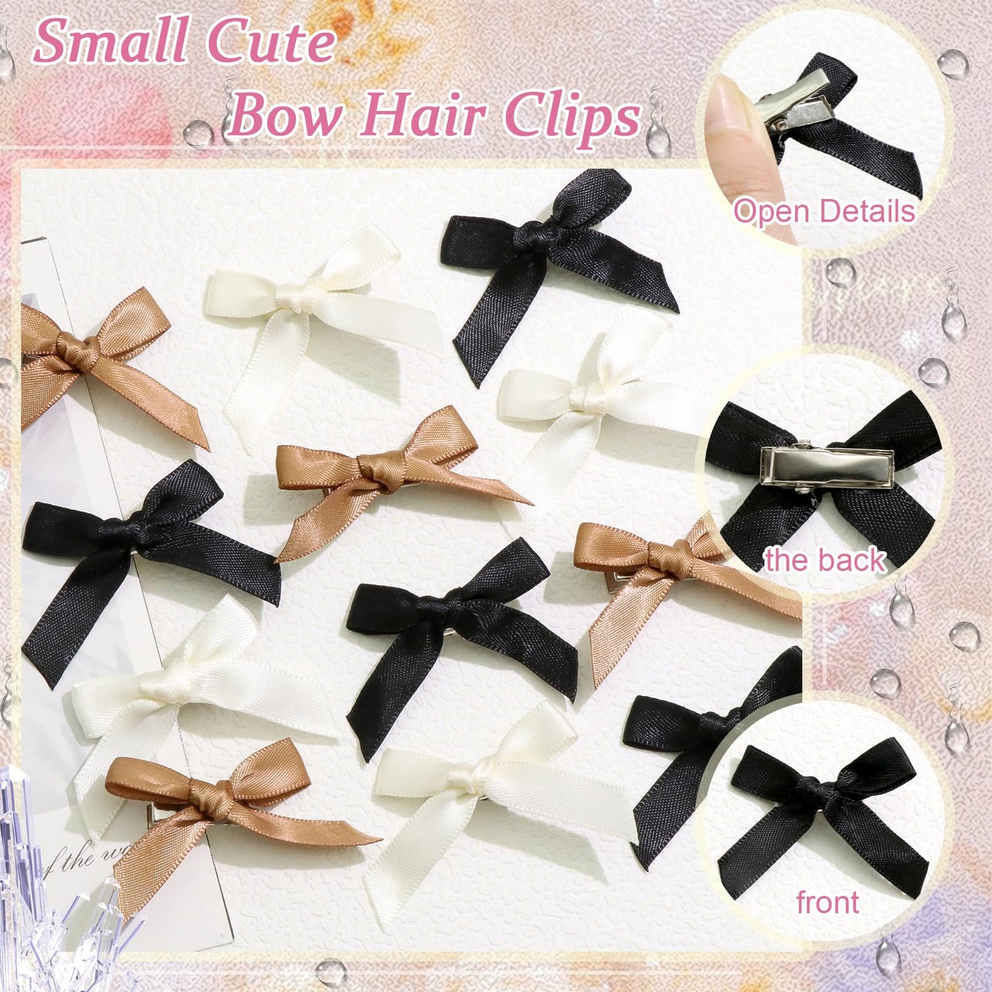 Mini 20PCS Bowknot Ribbon Barrettes - Cute Claw Clips Hair Accessories