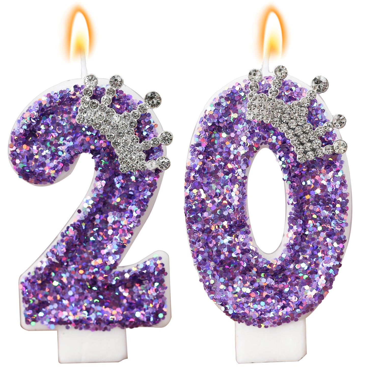 Glitter Birthday Number Candles, Crown Birthday Candles for Cake