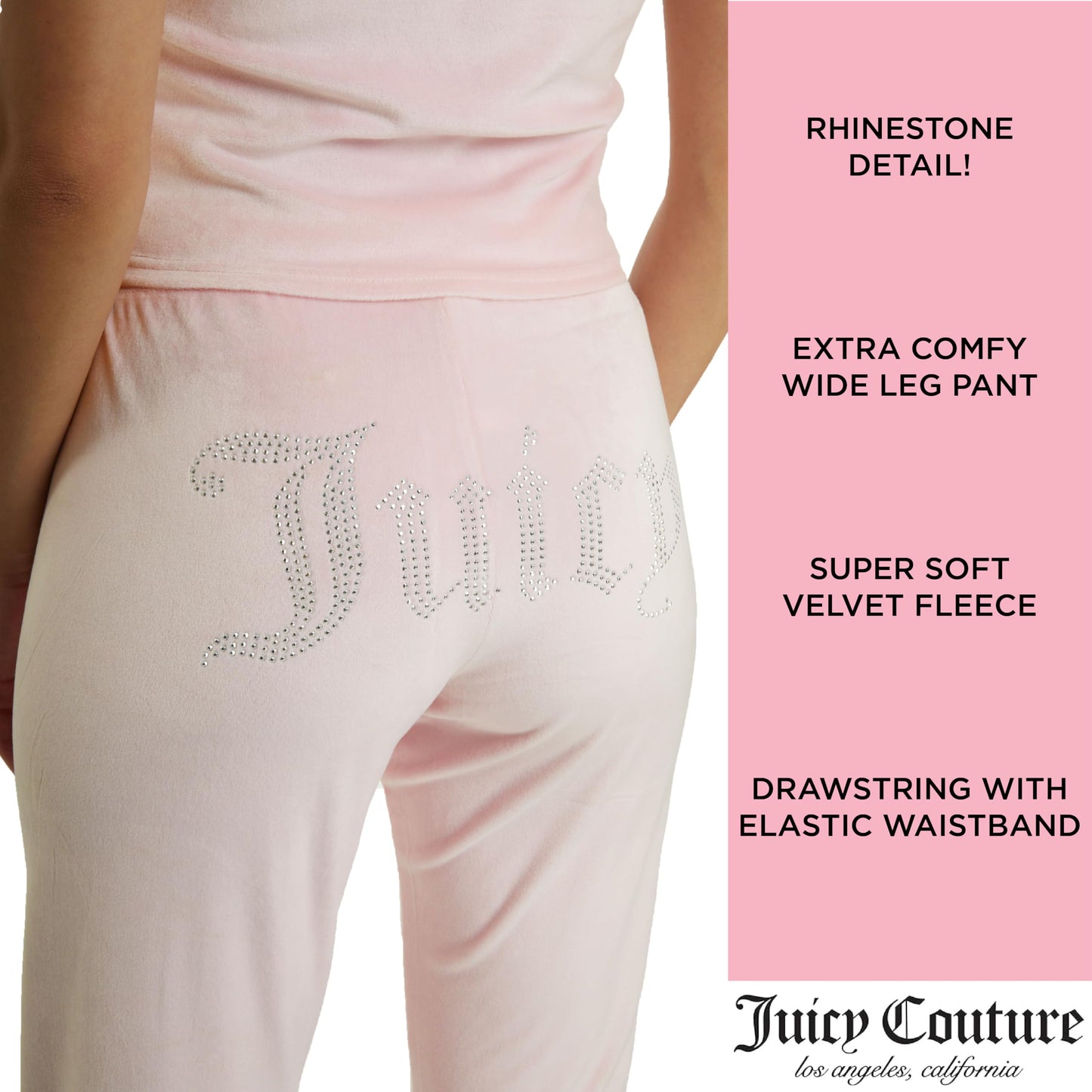 Juicy Couture Women's 2-Piece Velvet Fleece Lounge Sleepwear Set – Short Sleeve Shirt and Pants