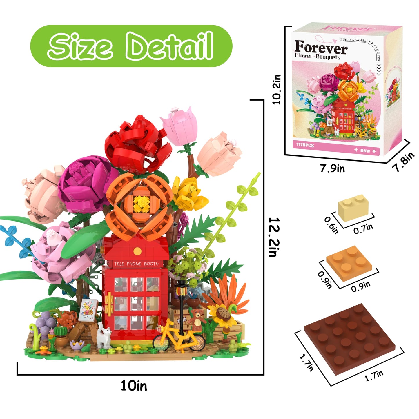 Flower Bouquet Building Kit Bonsai Rose Fower Basket Building Blocks Set