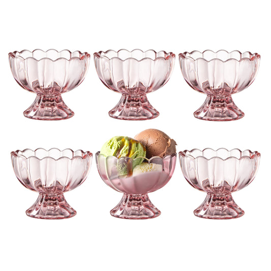 Set of 5oz Footed Tulip Glass Dessert Cups – Perfect for Ice Cream, Sundaes, Fruit, Snacks, Cocktails & Holiday Parties