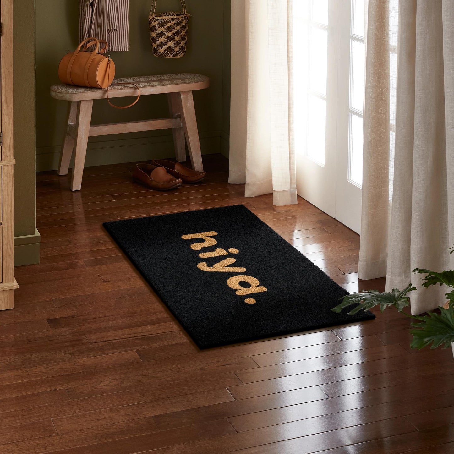 Hiya Painted Welcome Door Mat - Heavyweight Non-Slip Mat, 24"x36"