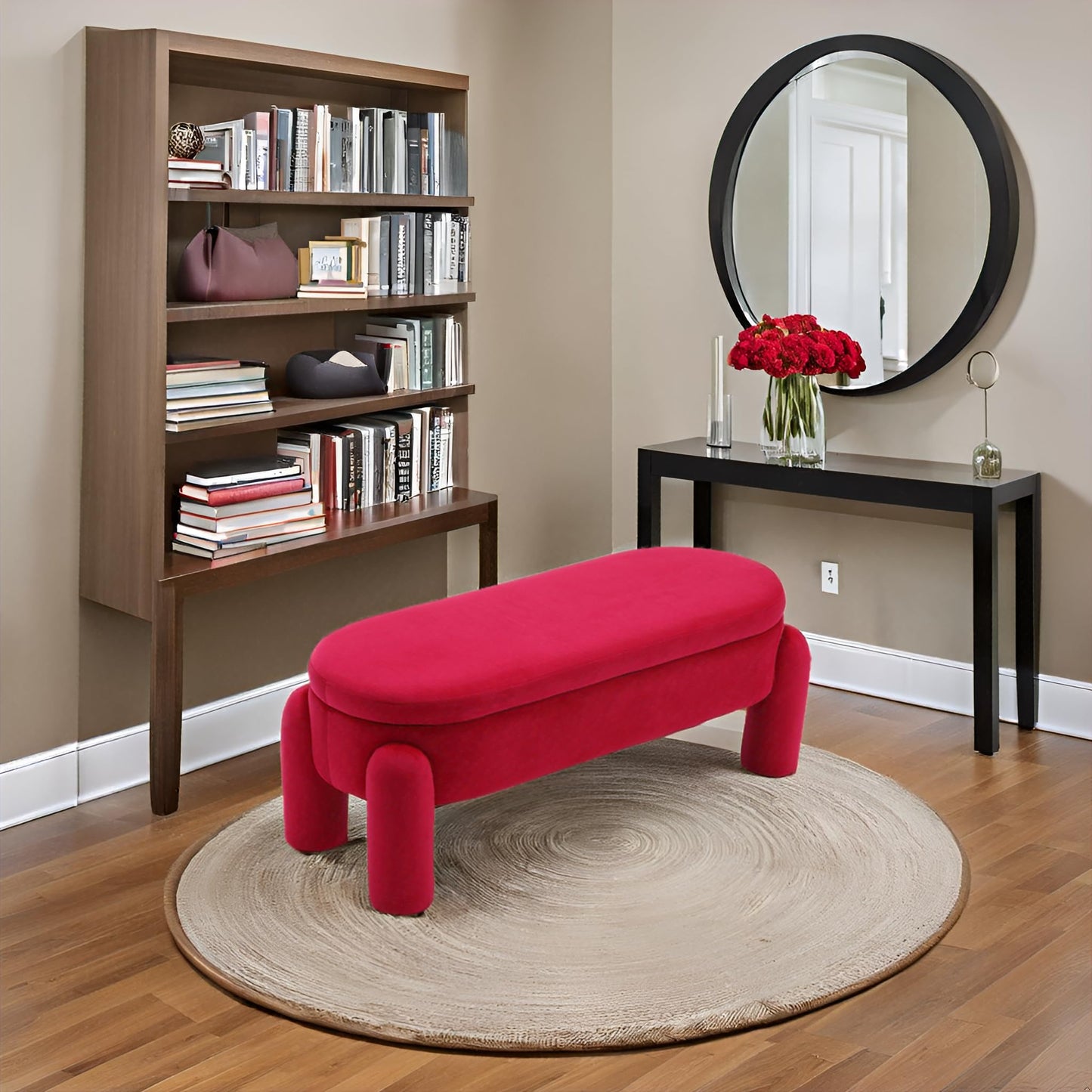 Velvet Upholstered Storage Bench – 45" Wide Entryway & Bedroom Ottoman with Solid Wood Frame, Modern Shoe Bench for Living Room & Bedside