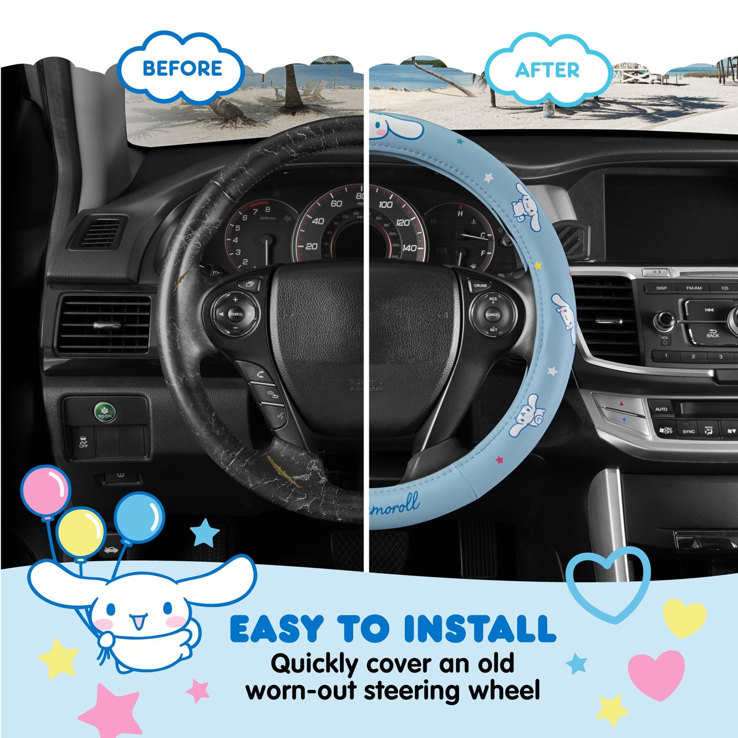 Hello Kitty Steering Wheel Cover, Universal Size 14.5-15