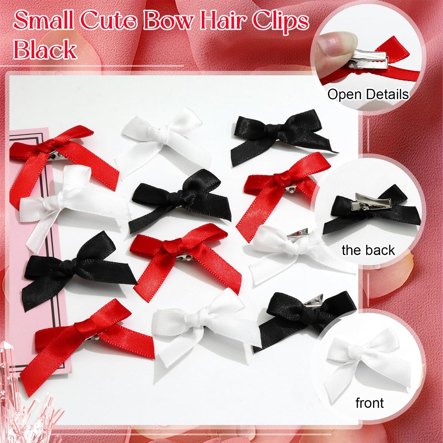 Mini 20PCS Bowknot Ribbon Barrettes - Cute Claw Clips Hair Accessories