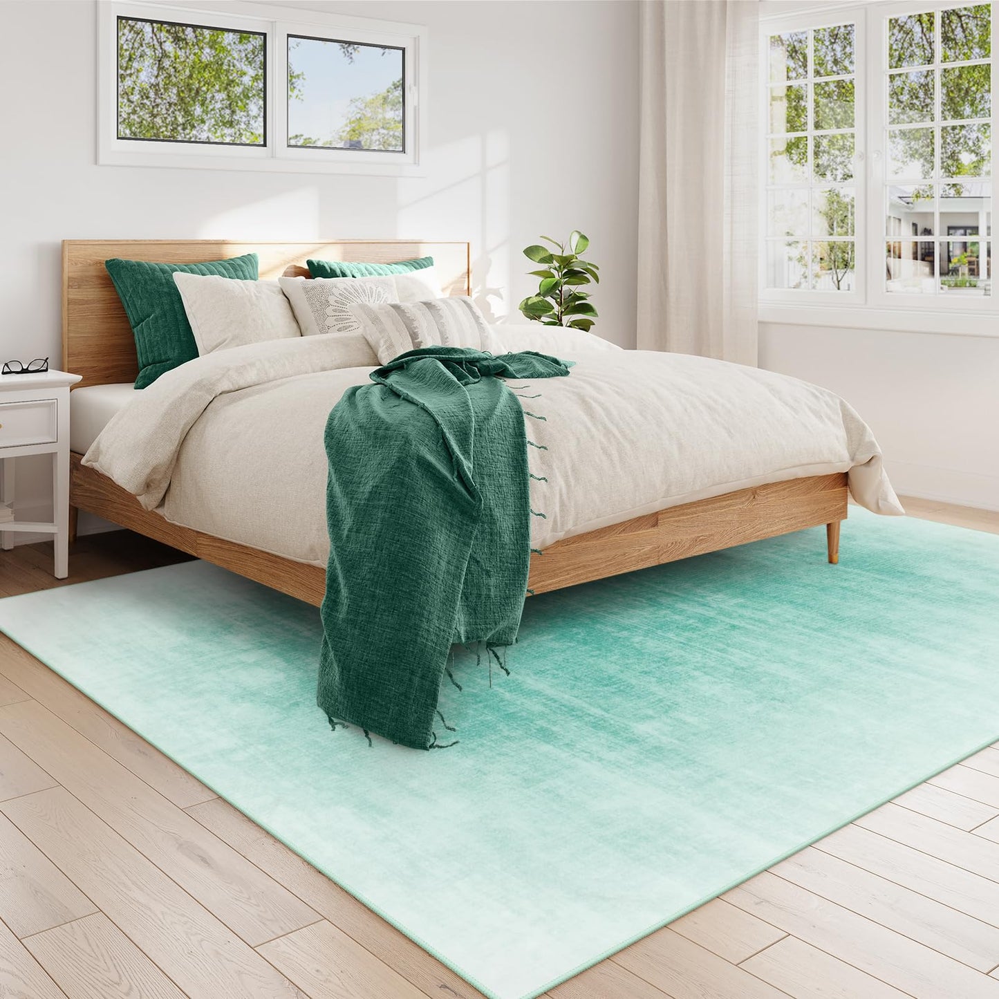 Contemporary Ombre Nursery Rug Washable Non-Slip