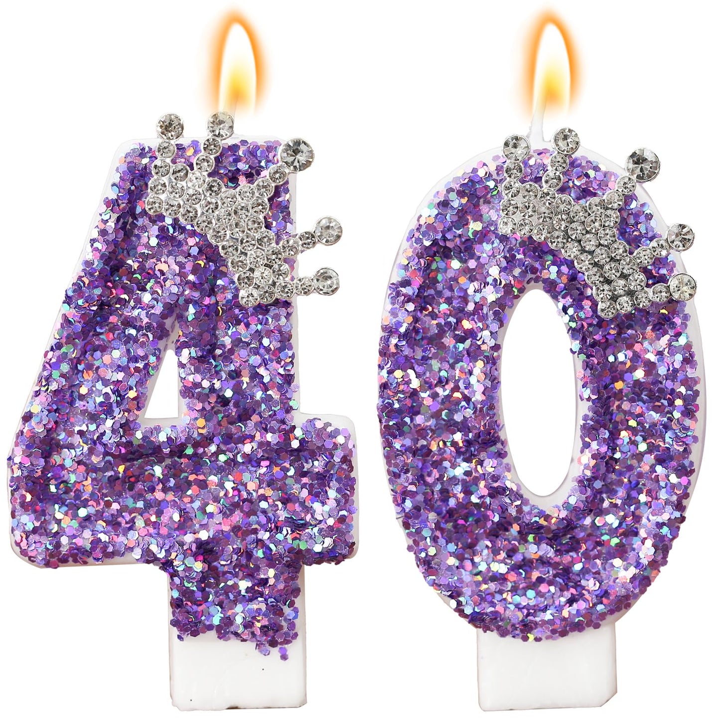 Glitter Birthday Number Candles, Crown Birthday Candles for Cake