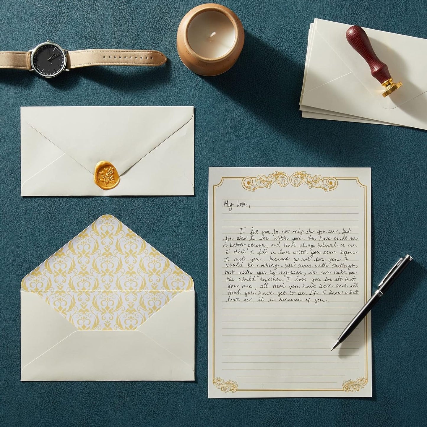 Stationery Set 90-Piece – Vintage Paper for Love Letters & Invitations (60 Sheets + 30 Envelopes)