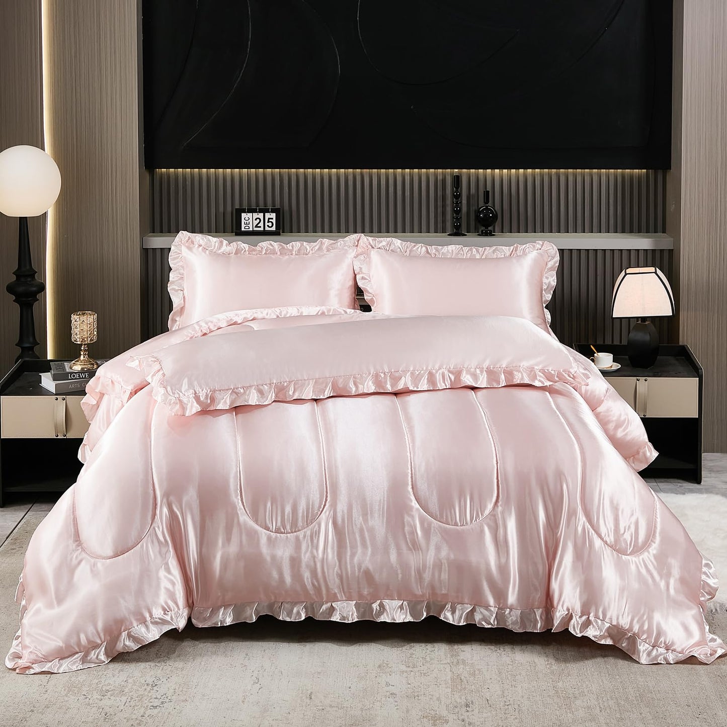 Comforter Silk Beddings - Luxury Silky Body Pillow Cover Ruffle