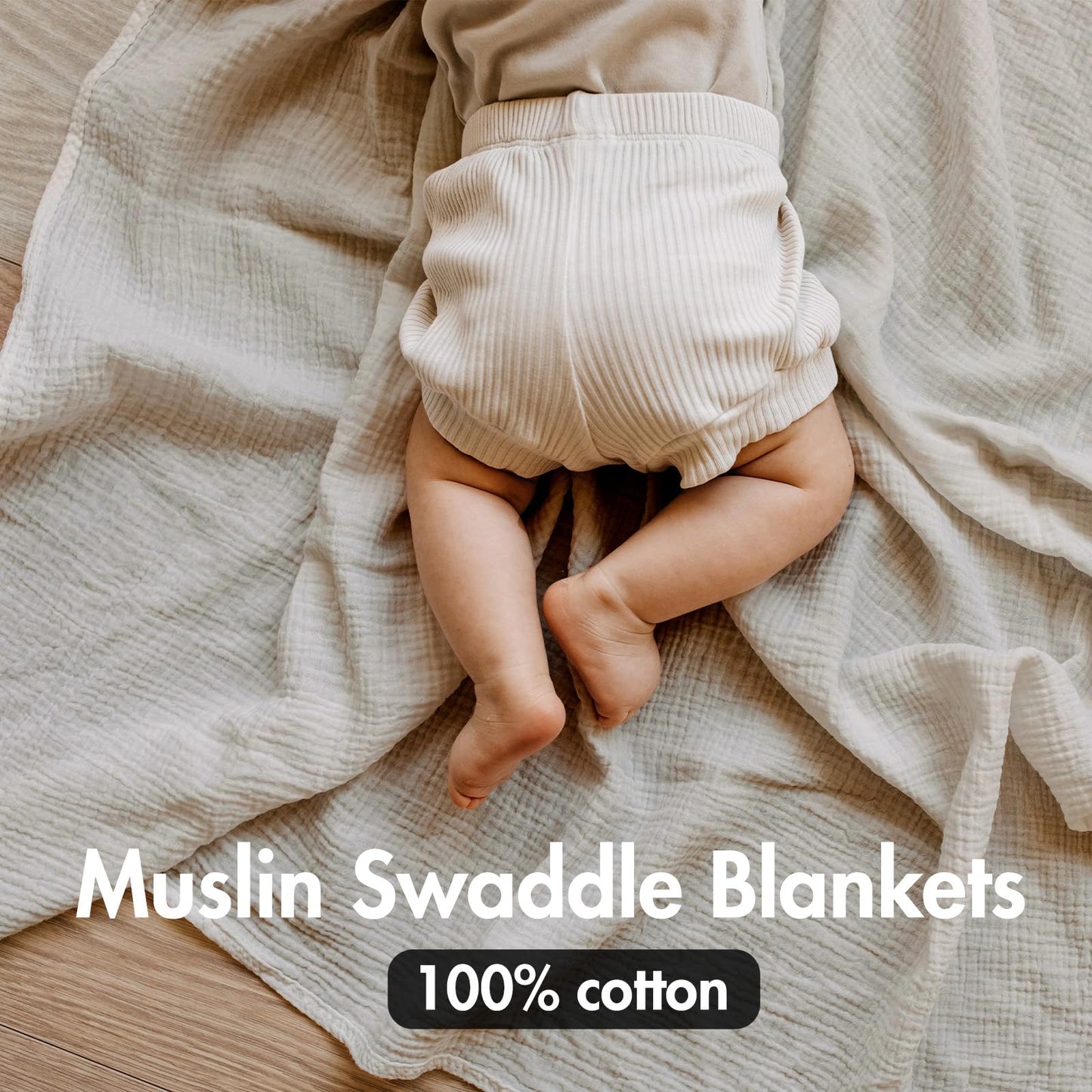 Muslin Swaddle Blankets for Newborn, 3 Pack Breathable Soft Receiving Blanket, Large 38 x 40 inches