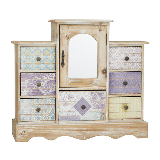 Wooden Decorative Jewelry Box - Jewelry Organizer with Patchwork Patterns