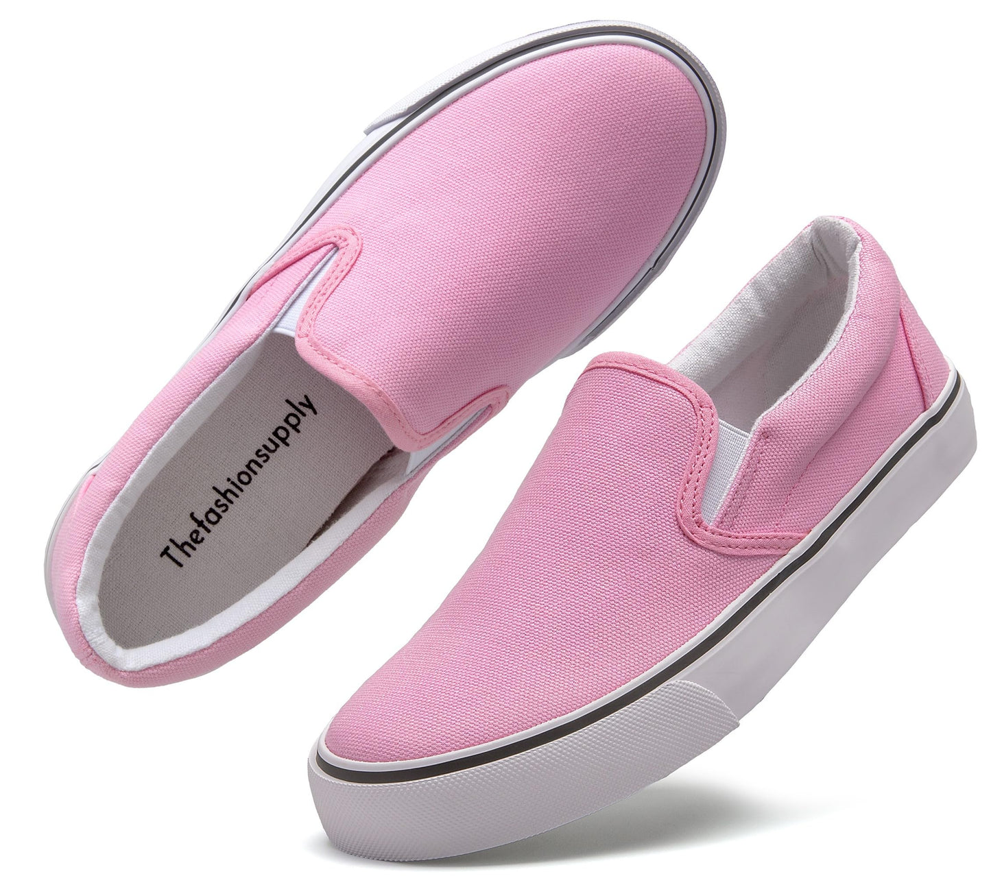 Low-Top Slip Women's Canvas Sneakers - Comfortable Flats Breathable Padded Insole Slip on Sneakers