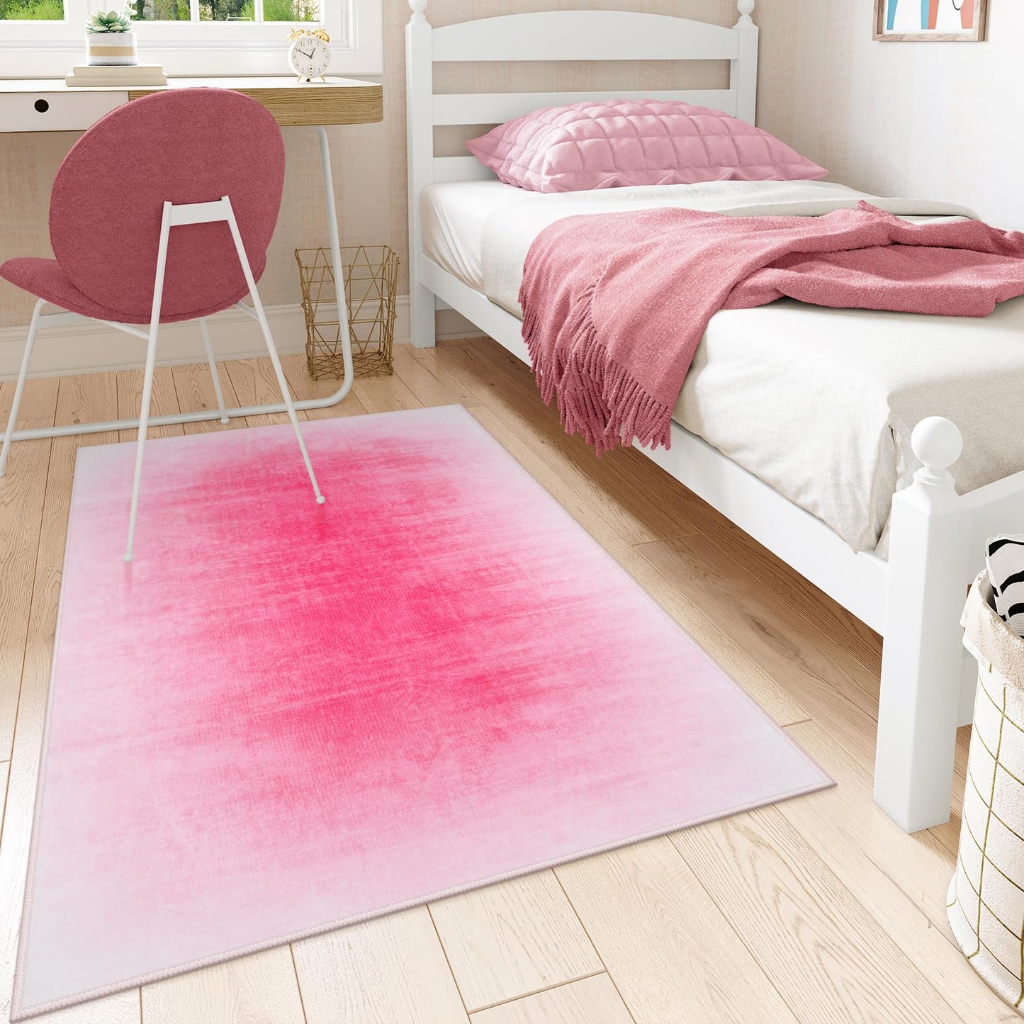 Contemporary Ombre Nursery Rug Washable Non-Slip