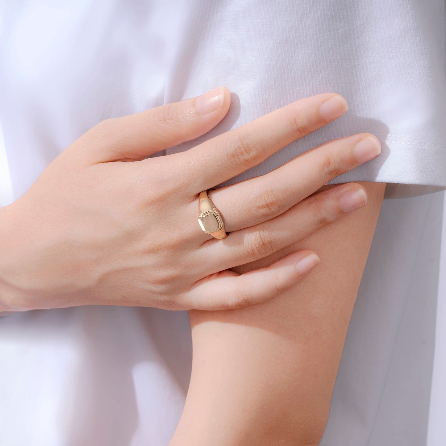 Plated 14K Sterling Silver Round Signet Ring