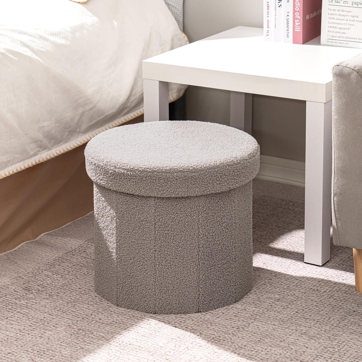 Flower-Shaped Storage Ottoman – Boucle Footstool & Seat for Living Room & Dorm