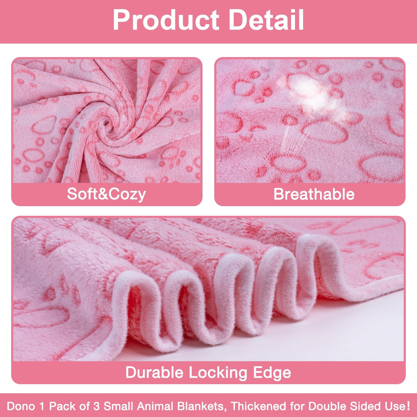 Soft Fluffy Fleece Blanket for Small, Medium and Large Dogs - Paw Print Pink Pet Blanket