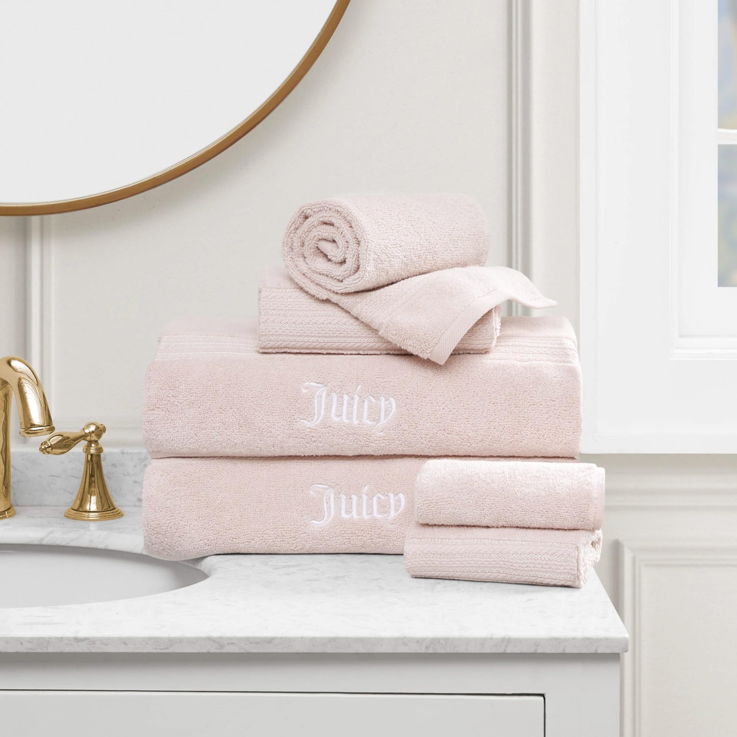 Juicy Couture Alyssa Luxurious 6 Piece Bath Towel Set - Premium Bathroom Towel Set