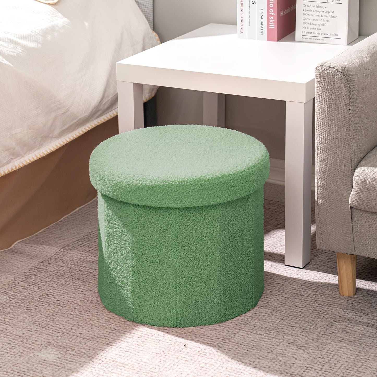 Flower-Shaped Storage Ottoman – Boucle Footstool & Seat for Living Room & Dorm