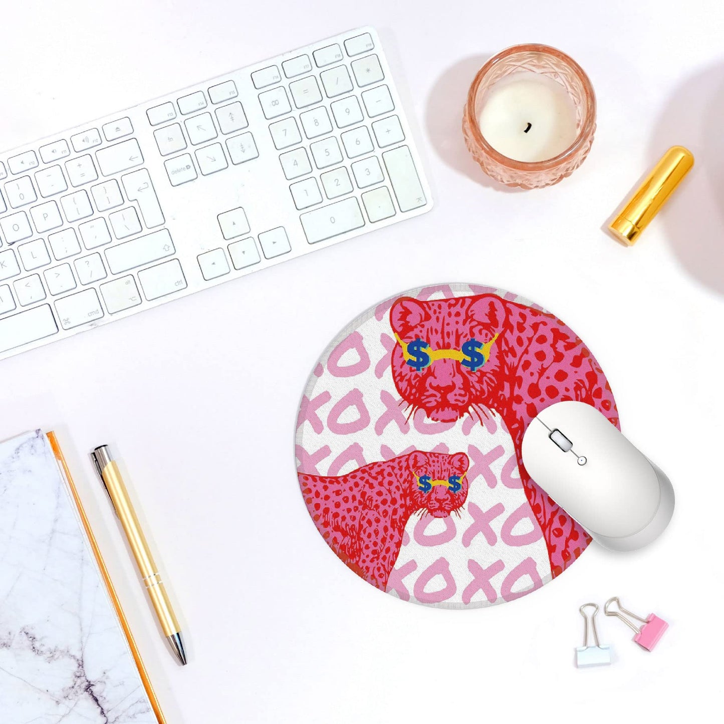 Y2K Aesthetic Small Mouse Pad - Washable Round Cloth Mousepad for Office Laptop Computer, Non-Slip Rubber Base