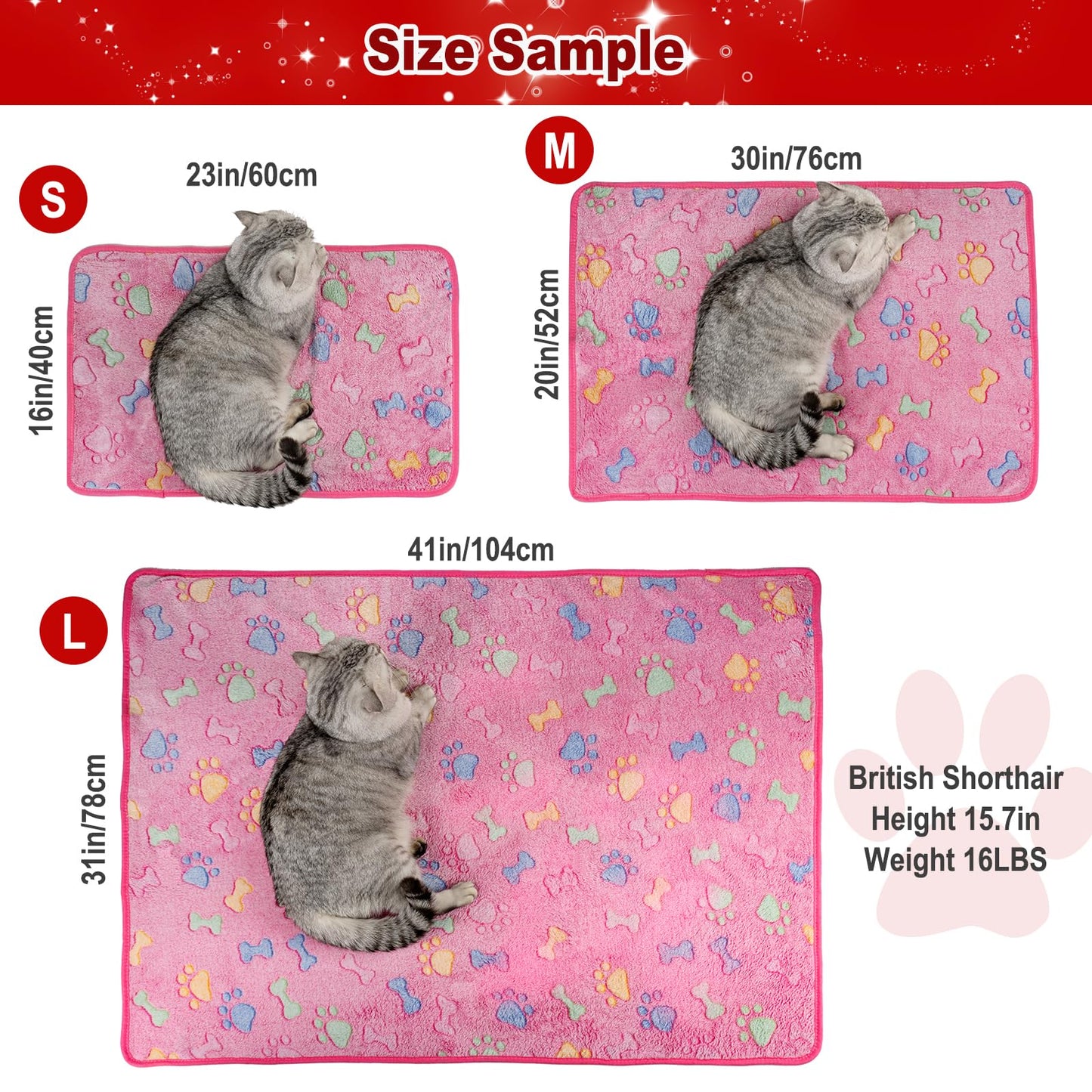 Soft Fluffy Fleece Blanket for Small, Medium and Large Dogs - Paw Print Pink Pet Blanket