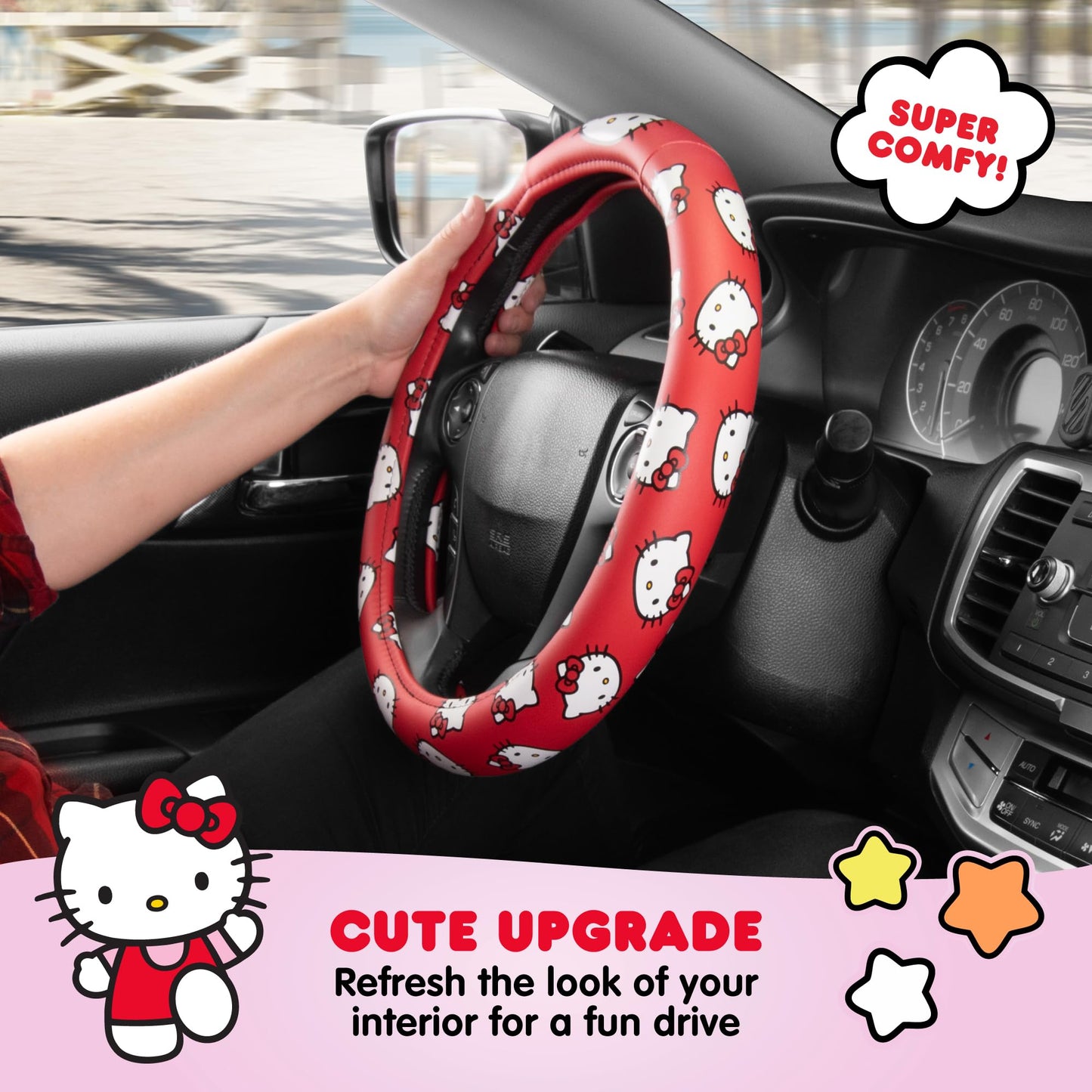 Hello Kitty Steering Wheel Cover, Universal Size 14.5-15