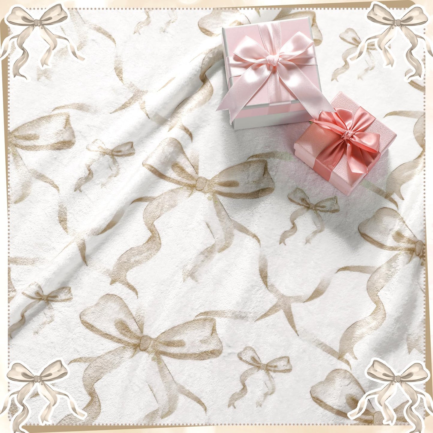 Coquette Bow Blanket Flannel Soft Lightweight Aesthetic Plush, 50" x 60"