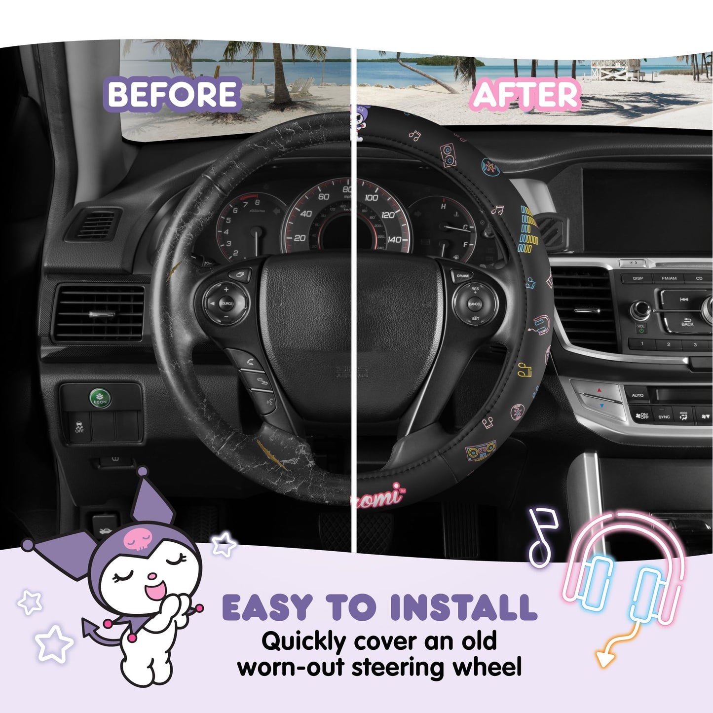 Hello Kitty Steering Wheel Cover, Universal Size 14.5-15