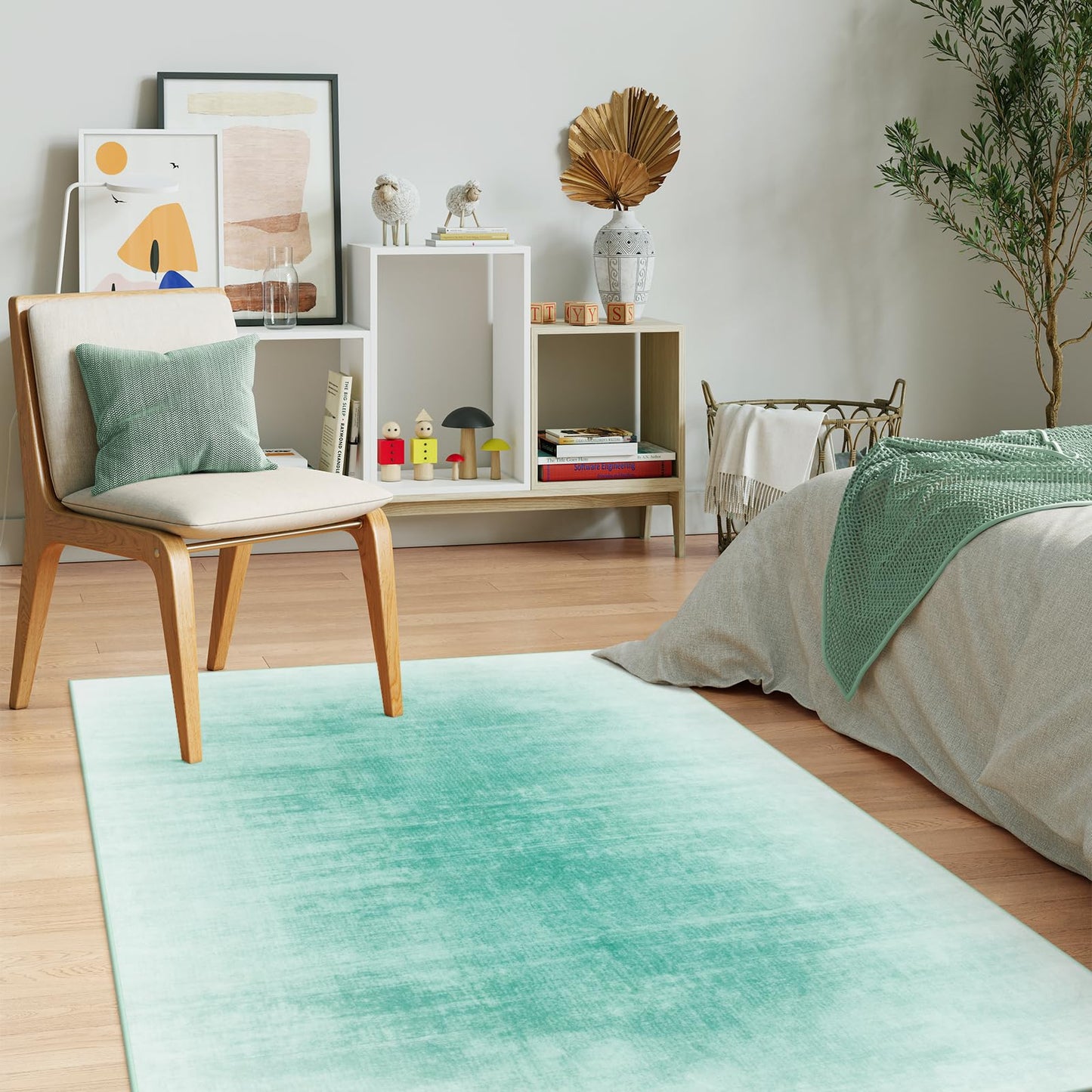 Contemporary Ombre Nursery Rug Washable Non-Slip