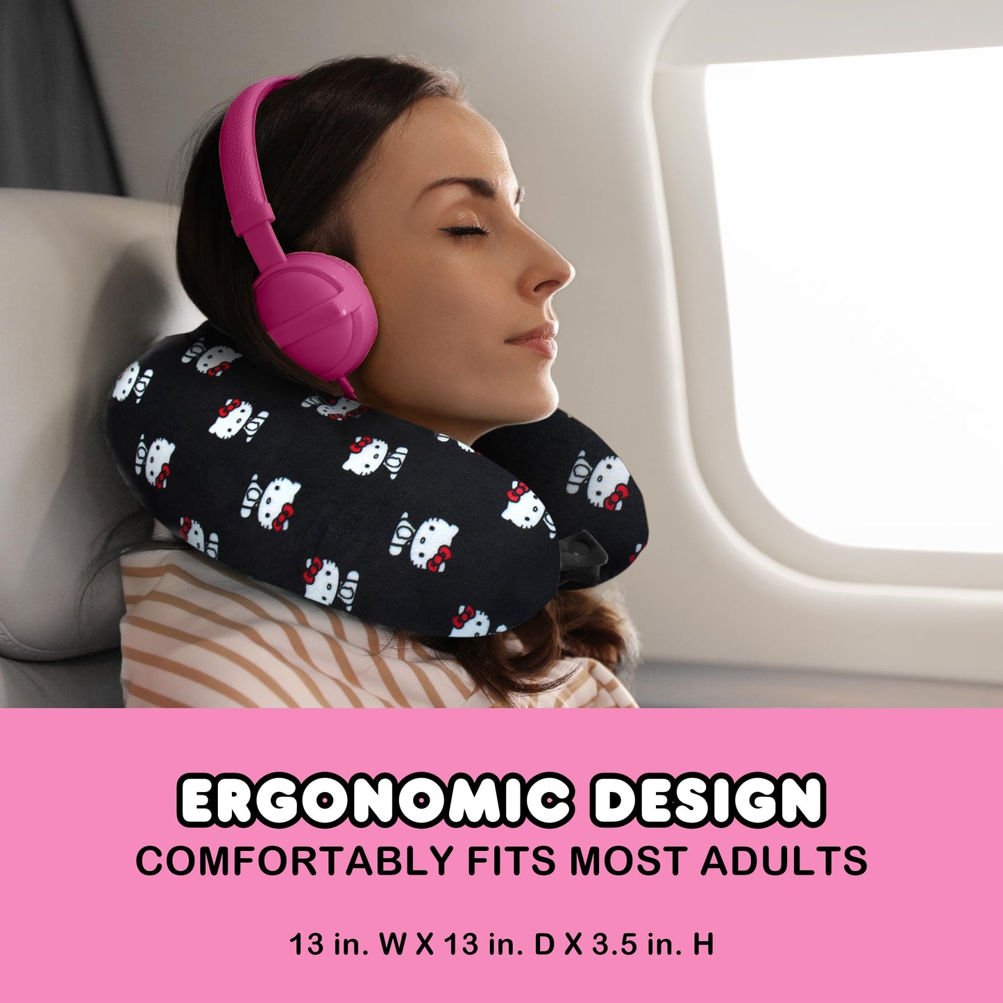 Hello Kitty Neck Pillow Support, Portable Travel Car Pillow for Sleep