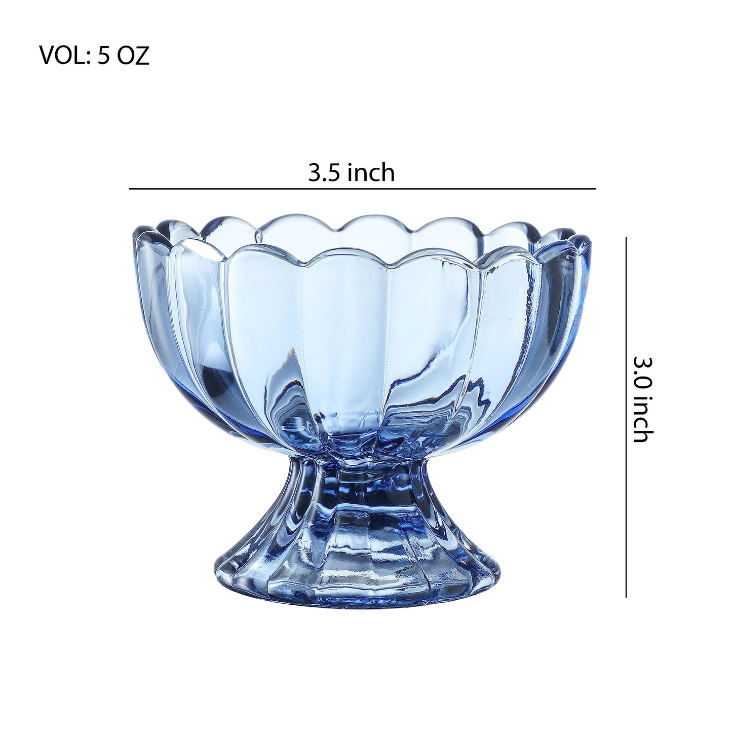 Set of 5oz Footed Tulip Glass Dessert Cups – Perfect for Ice Cream, Sundaes, Fruit, Snacks, Cocktails & Holiday Parties