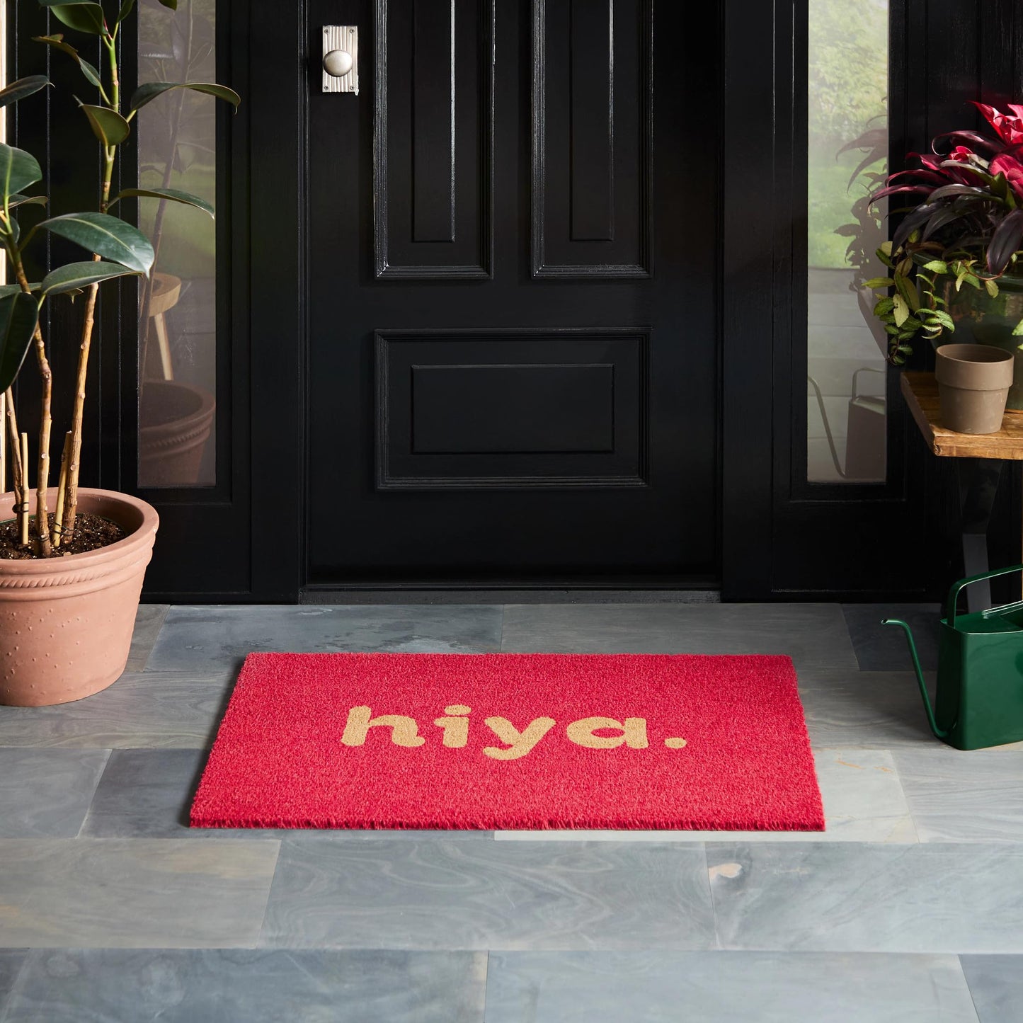 Hiya Painted Welcome Door Mat - Heavyweight Non-Slip Mat, 24"x36"