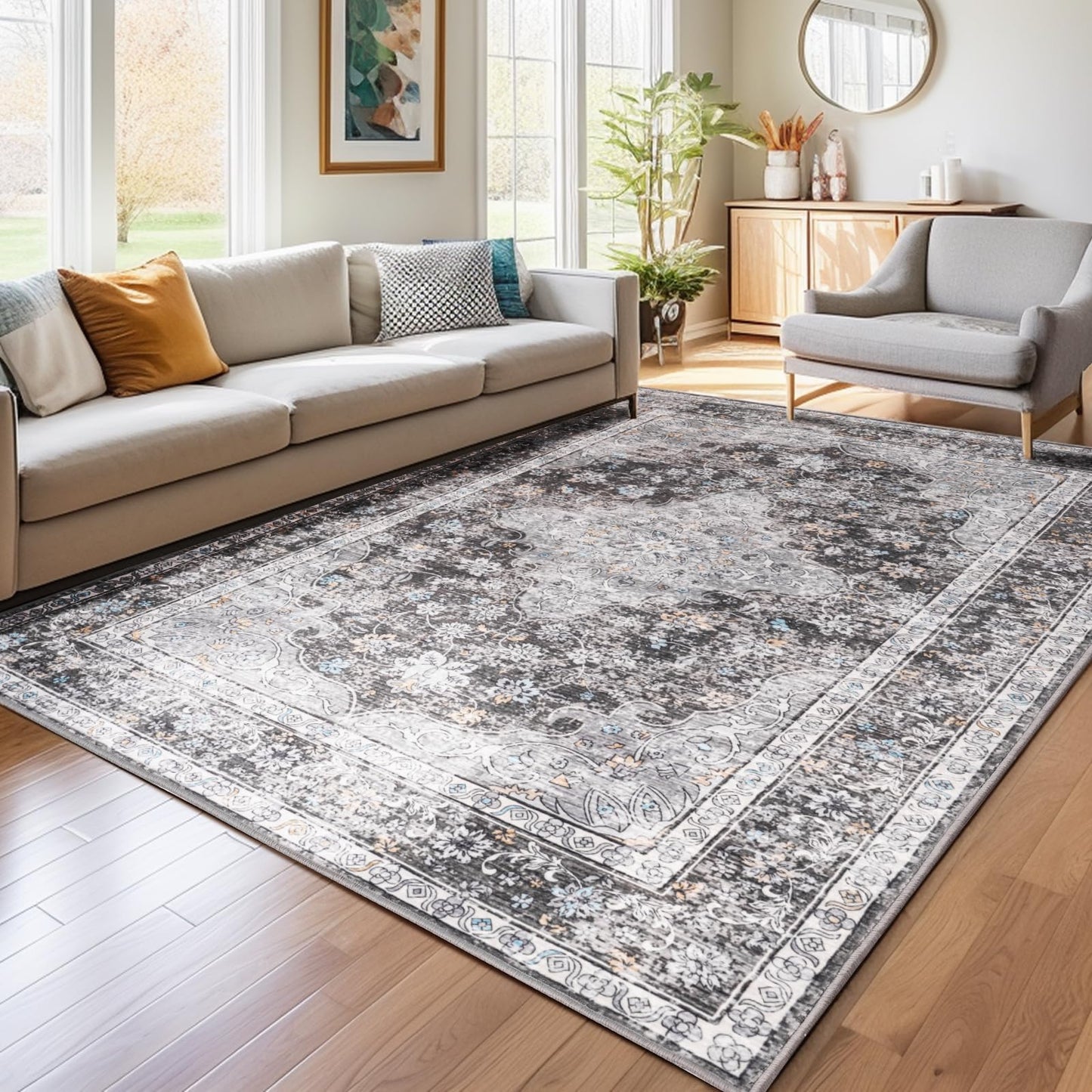 Non Slip Machine Washable Large Living Room Rug