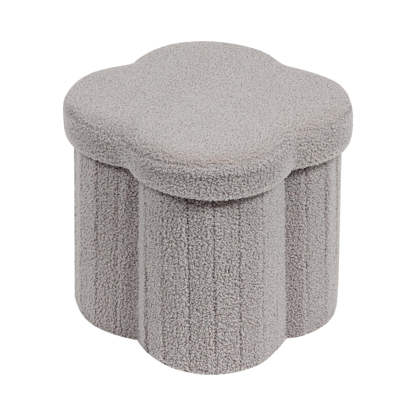 Flower-Shaped Storage Ottoman – Boucle Footstool & Seat for Living Room & Dorm